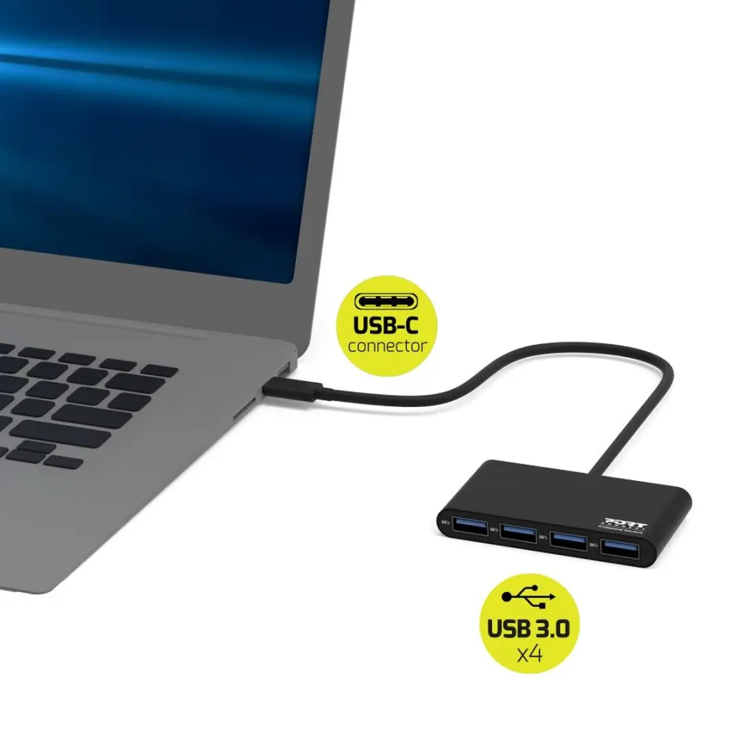 PORT Designs Port Connect 900123 USB-C Hub - Zwart - afbeelding 4 van 6