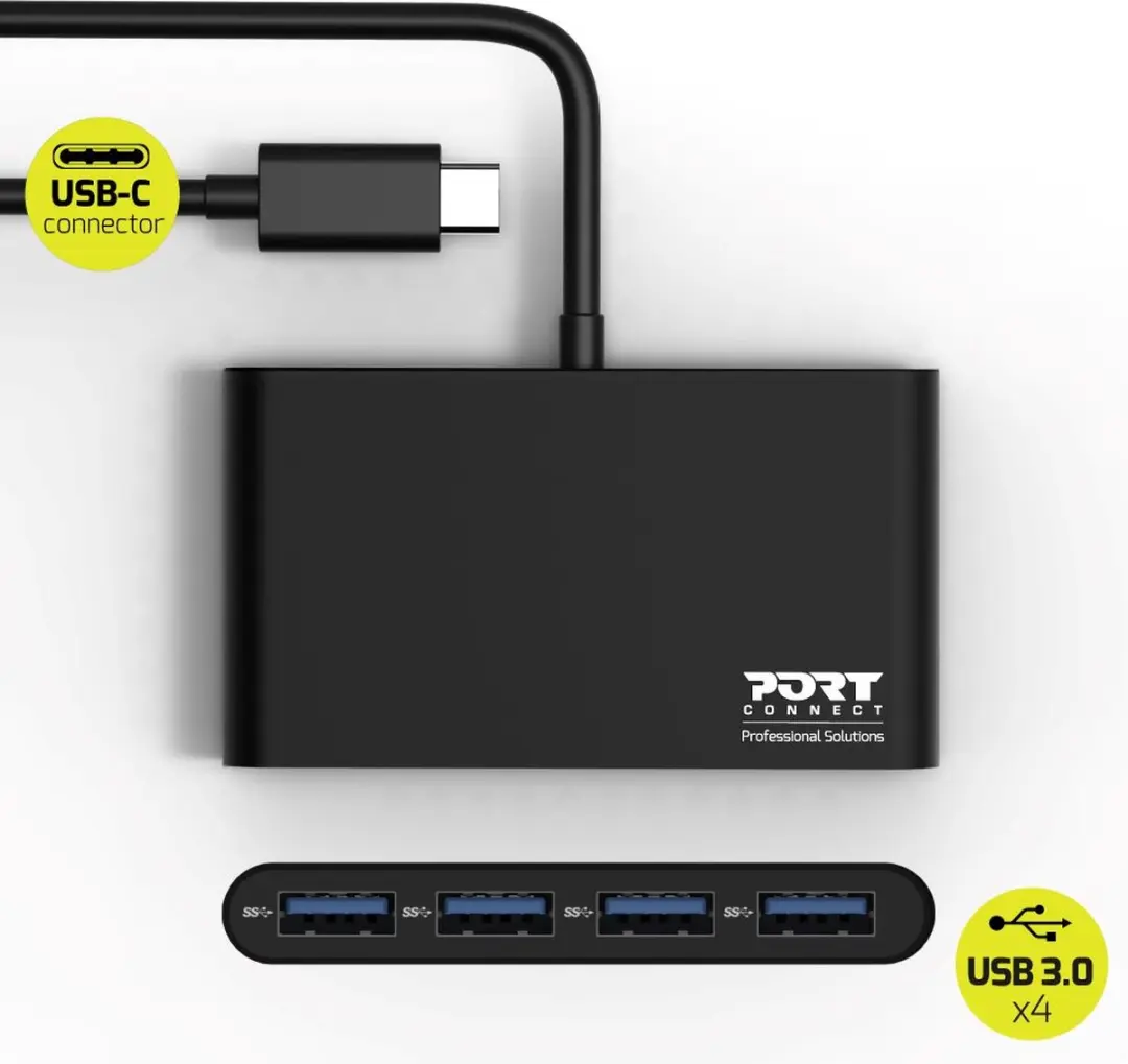 PORT Designs Port Connect 900123 USB-C Hub - Zwart - afbeelding 3 van 6