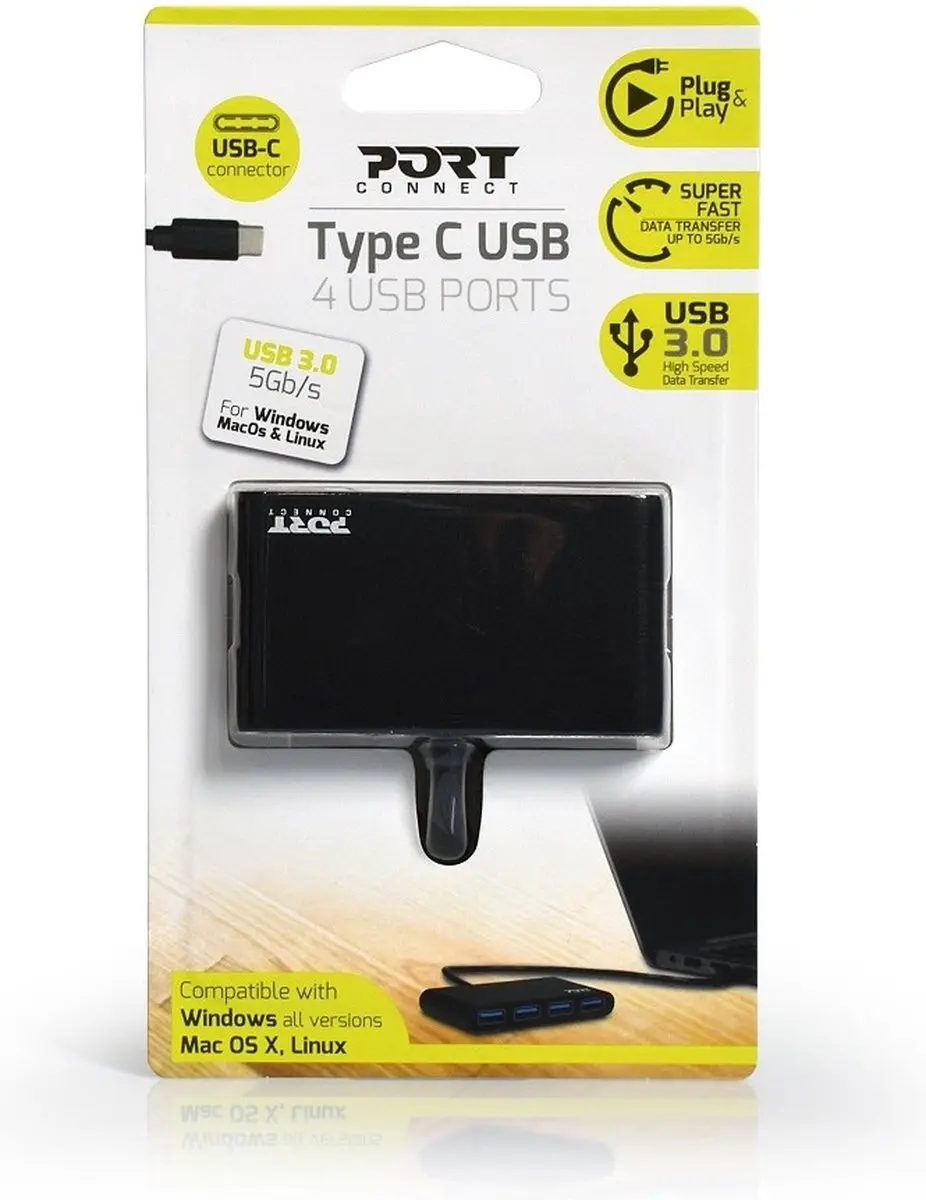 PORT Designs Port Connect 900123 USB-C Hub - Zwart - afbeelding 5 van 6