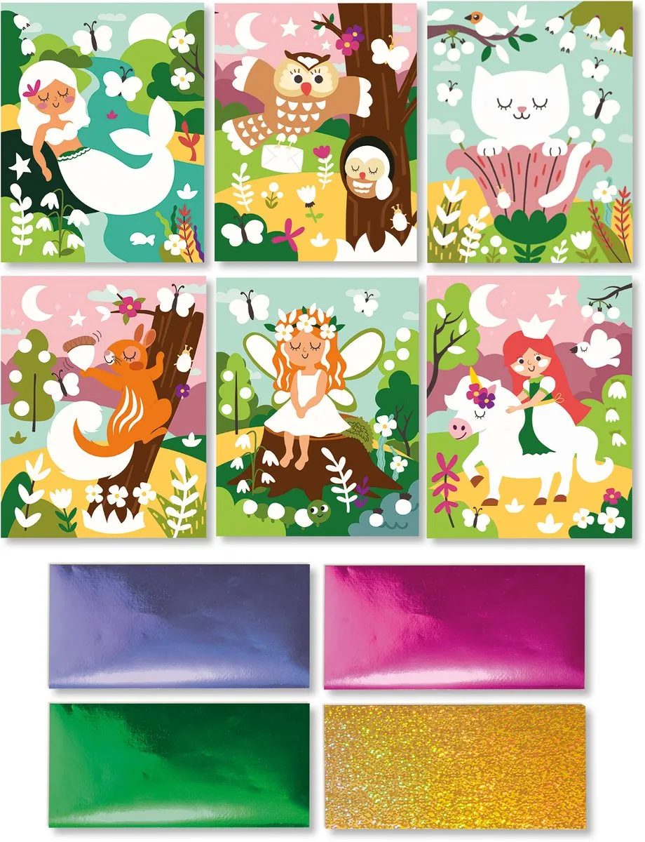 SES Creative Foil Art Wonderen van het Bos - 4 Metallic Folies & 6 Kaarten