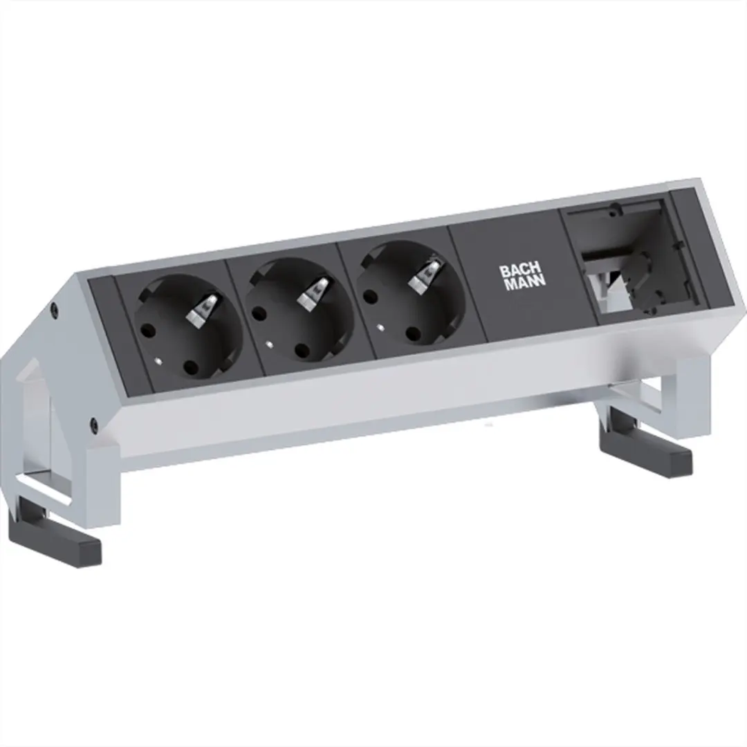 BACHMANN DESK2 3x geaard stopcontact 1x ABD GST18, wit