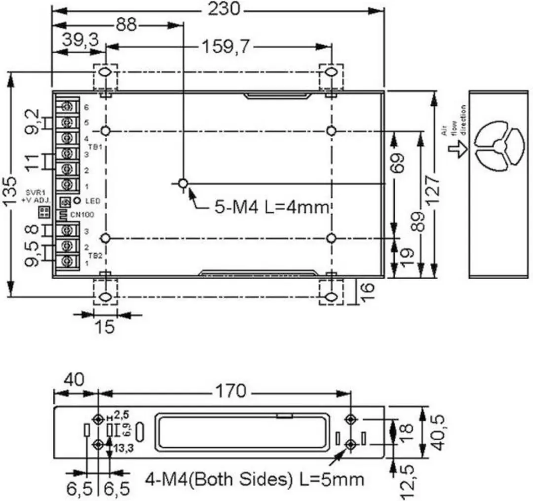 Mean Well RSP-500-5 Schakelnetvoedingsmodule - 5V/DC 450W - afbeelding 2 van 2
