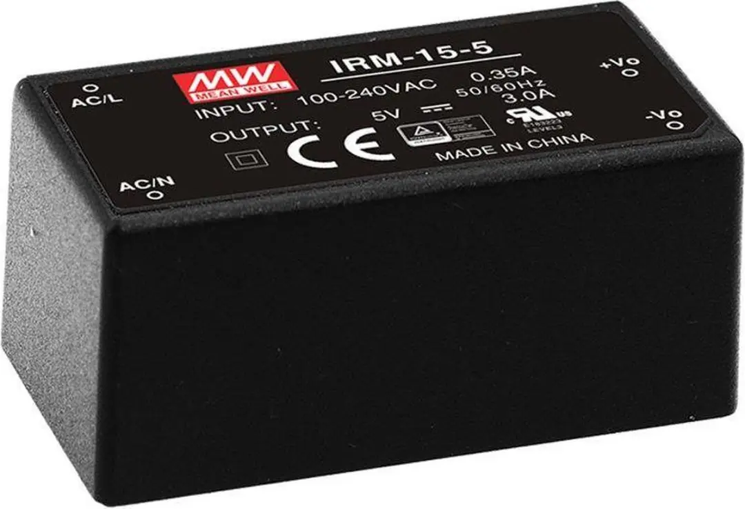 Mean Well IRM-15-5 AC/DC printnetvoeding 5V 3A 15W