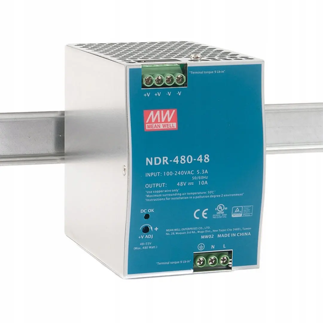 Mean Well NDR-480-48 DIN-rail voeding - 480W - afbeelding 2 van 6