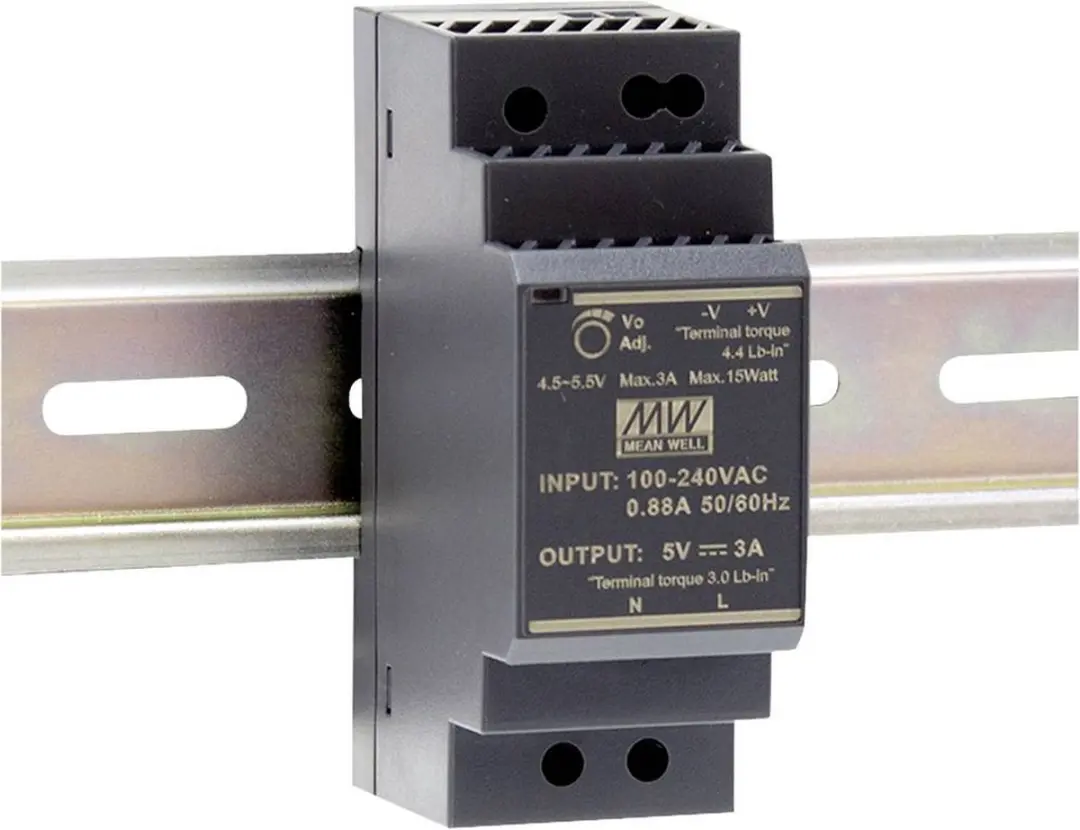 Mean Well HDR-30-15 DIN-rail netvoeding - 15V 2A 30W - afbeelding 2 van 3