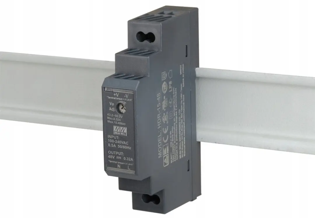 Mean Well HDR-15-48 DIN-rail netvoeding 48 V/DC 0.32 A 15.4 W Aantal uitgangen: