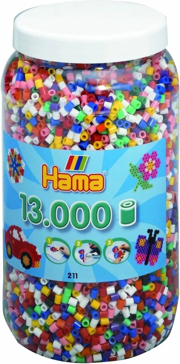 Hama Strijkkralen Ton - 13.000 Kralen - 7 Kleuren