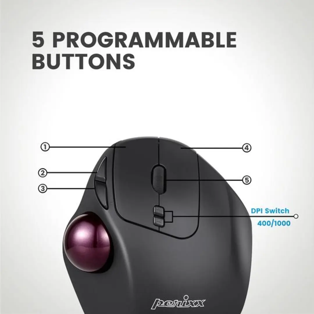 Perixx Perimice-717 D Draadloze Trackball Muis - afbeelding 3 van 6