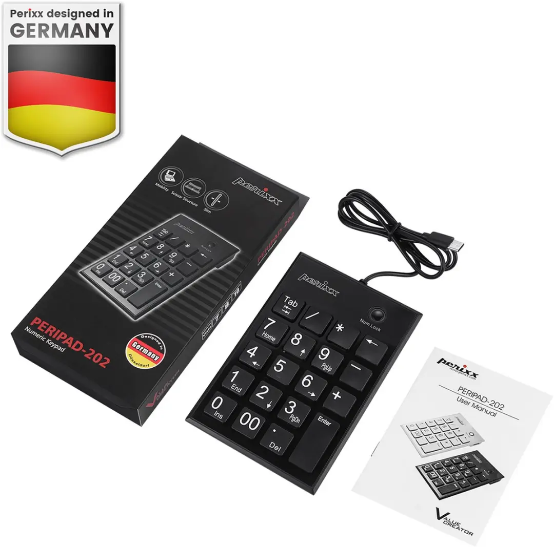 Perixx PERIPAD-202C Numeriek Toetsenbord USB-hub - Zwart - afbeelding 2 van 2