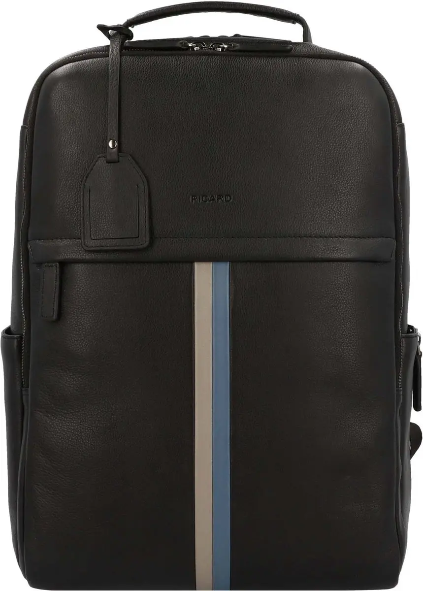 PICARD Leren Laptop rugzak Rugzak met laptopvak Horizon Backpack Black Zwart