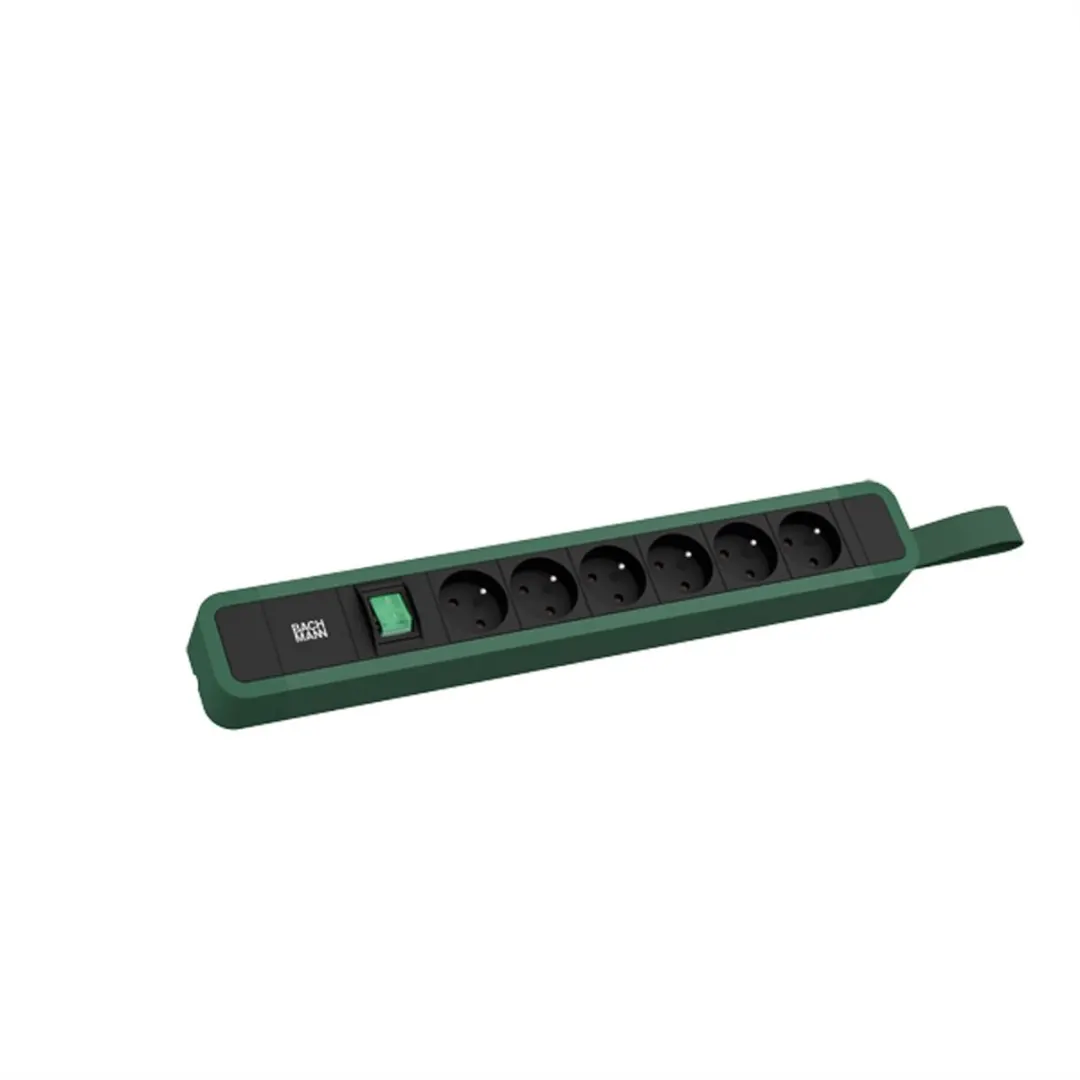 BACHMANN PRIMO 2 6xUTE 1xschakelaar met lus 2,0m CEE7/7 RAL6028