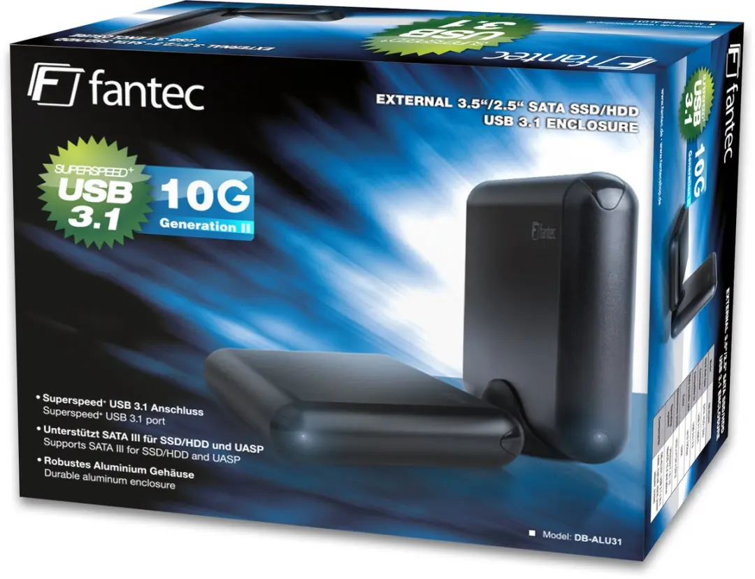 Fantec DB-ALU31 3.5" HDD-behuizing - Zwart - afbeelding 4 van 6