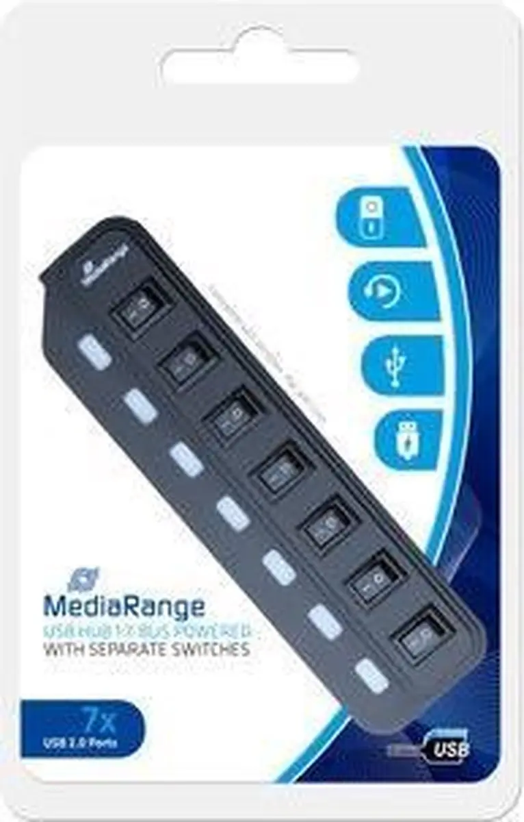 MediaRange MRCS504 USB-hub - 7-poorts USB 2.0 - afbeelding 6 van 6