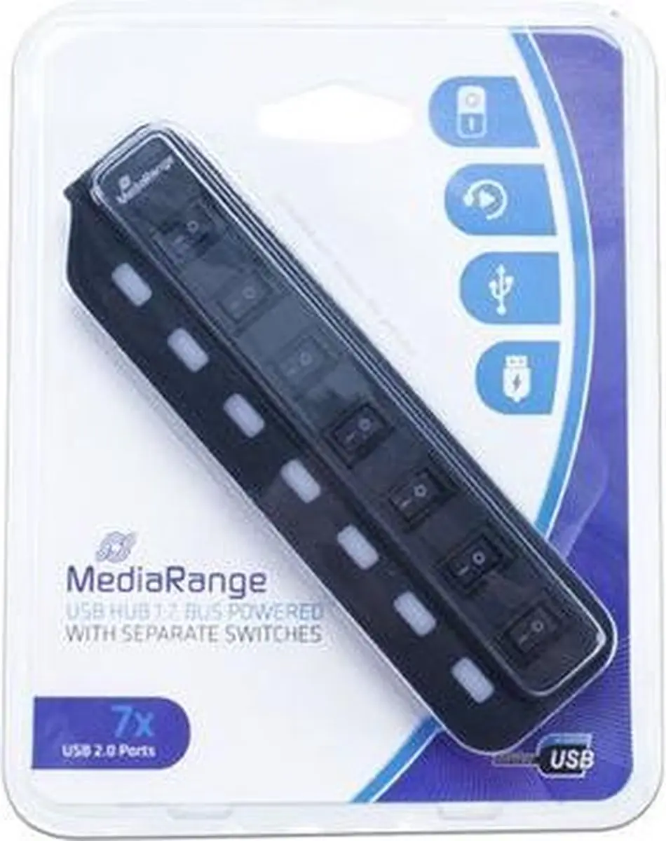 MediaRange MRCS504 USB-hub - 7-poorts USB 2.0 - afbeelding 5 van 6