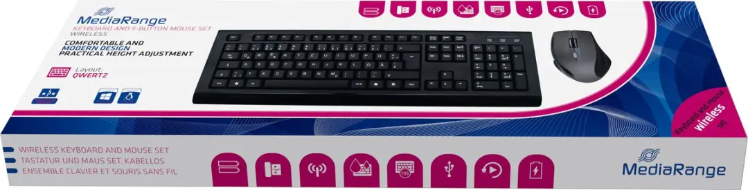 MediaRange MROS104 Draadloos Toetsenbord + Muis - QWERTZ - afbeelding 3 van 3