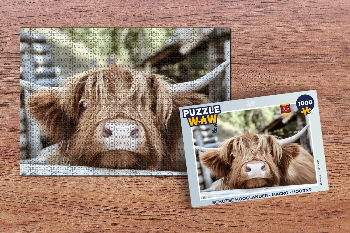 PuzzleWow Schotse Hooglander Legpuzzel 1000 Stuks - Multicolor