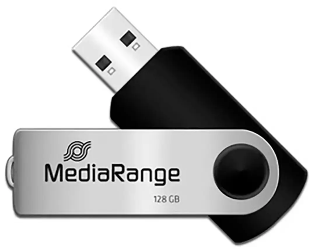 MediaRange MR913 USB-Stick 128GB - Zwart/Zilver - afbeelding 3 van 6