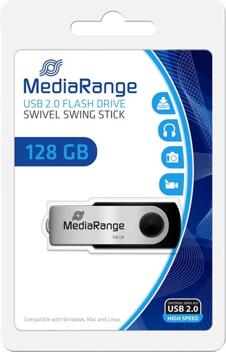 MediaRange MR913 USB-Stick 128GB - Zwart/Zilver - afbeelding 6 van 6