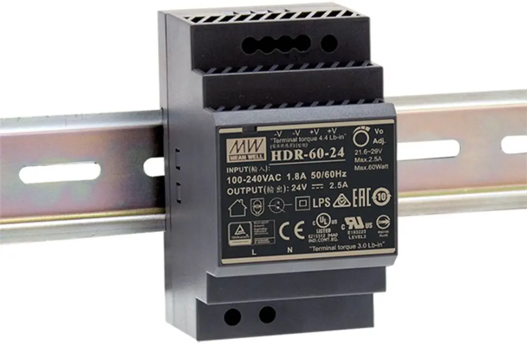 Mean Well HDR-60-24 DIN-rail voeding 24V 2.5A 60W - afbeelding 5 van 5