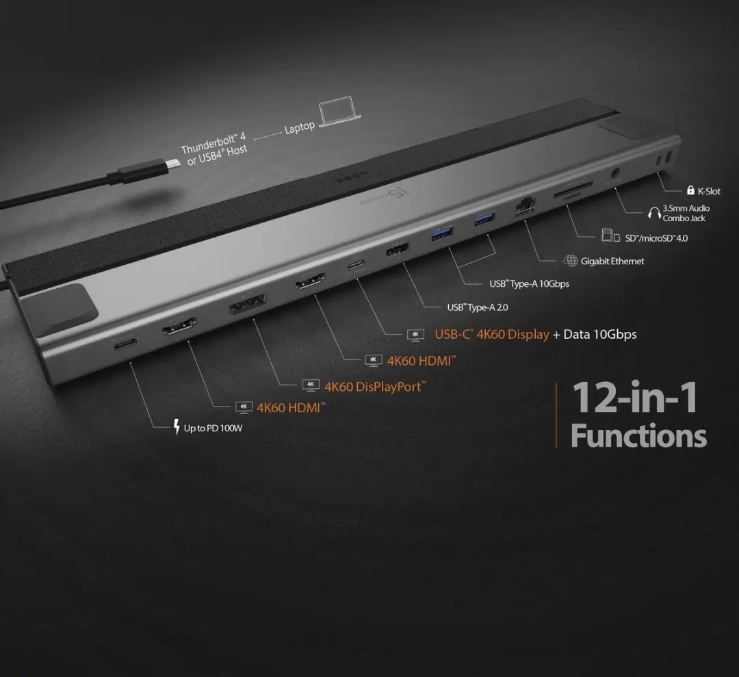 j5create JCD554-N USB4 Dockingstation - Triple 4K - afbeelding 6 van 6