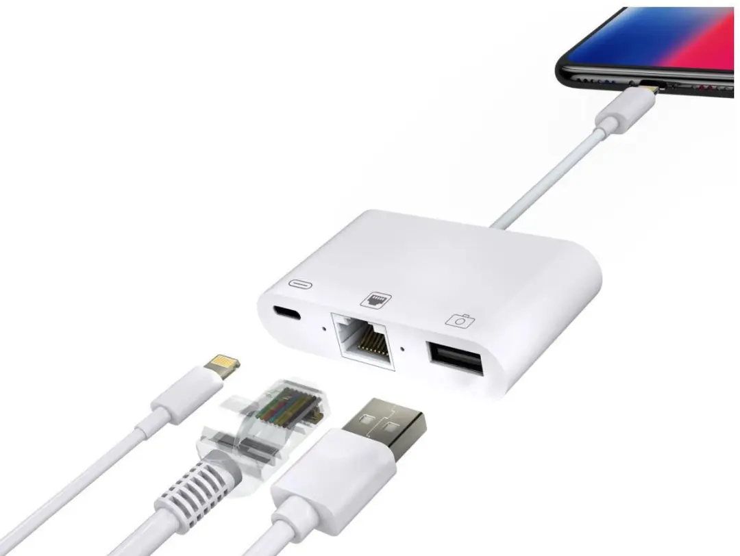 Microconnect W125648613 RJ45, Lightning, USB Lightning Hub Wit - afbeelding 2 van 2