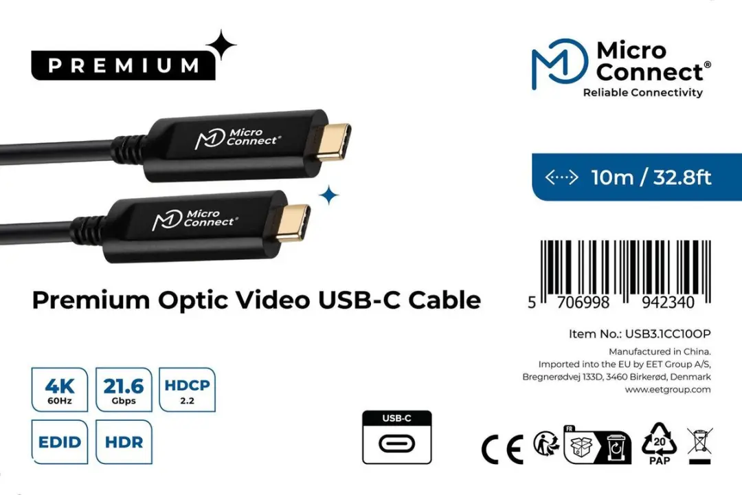 MicroConnect USB3.1CC10OP USB-kabel 10m - Zwart - afbeelding 2 van 6
