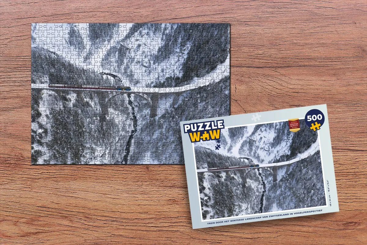 PuzzleWow Zwitserland Winterlandschap Legpuzzel 500 Stuks - Multicolor