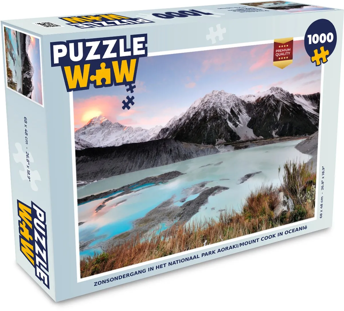 PuzzleWow Legpuzzel Zonsondergang Aoraki 1000 Stuks - Multicolor