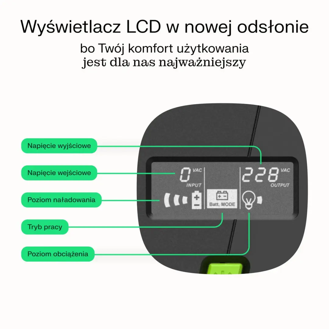 Green Cell PowerProof UPS UPSLP480 - 750VA - 480W - Zwart - afbeelding 5 van 6