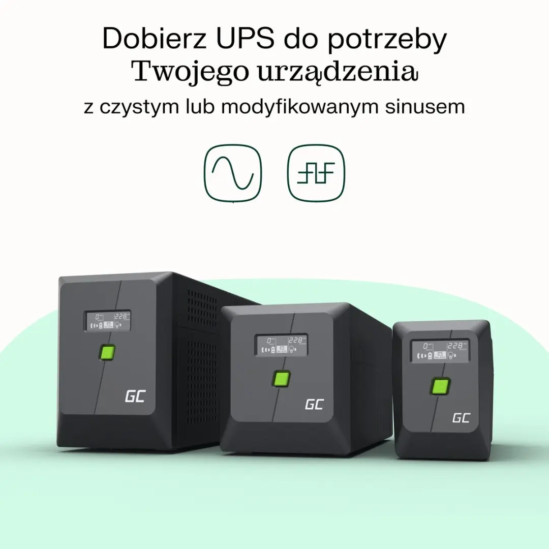 Green Cell PowerProof UPS UPSLP480 - 750VA - 480W - Zwart - afbeelding 6 van 6