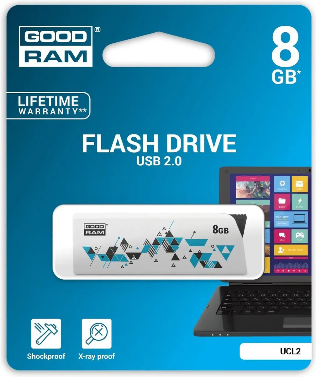 Goodram UCL2 USB flash drive 8 GB USB Type-A 2.0 Wit