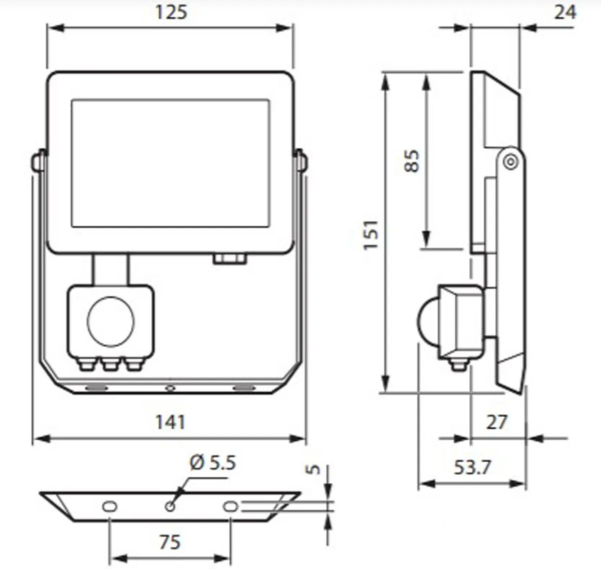 Philips LED ProjectLine Straler 20W - Koel wit 4000K - Zwart