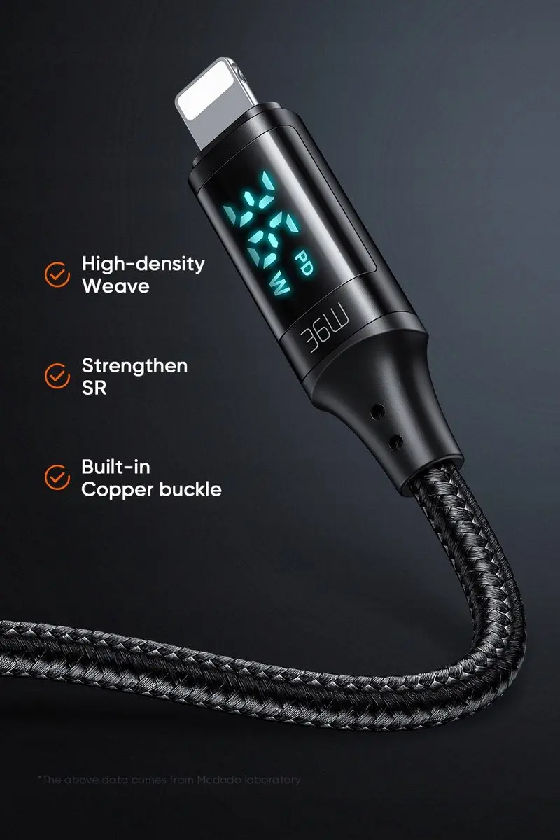 Mcdodo CA-1060 USB-A naar Lightning Kabel - Zwart - afbeelding 2 van 6