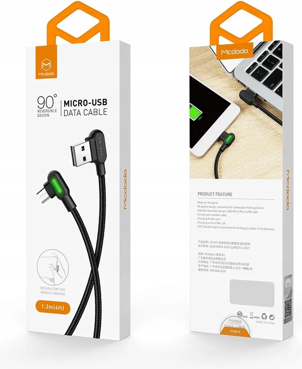 Mcdodo CA-5771 USB naar Micro USB Kabel - Zwart - afbeelding 6 van 6