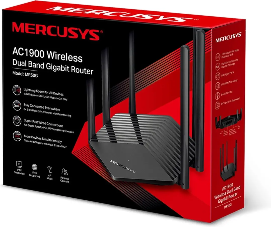 Mercusys MR50G Draadloze Router - Gigabit - 2x LAN 1x WAN - afbeelding 2 van 4