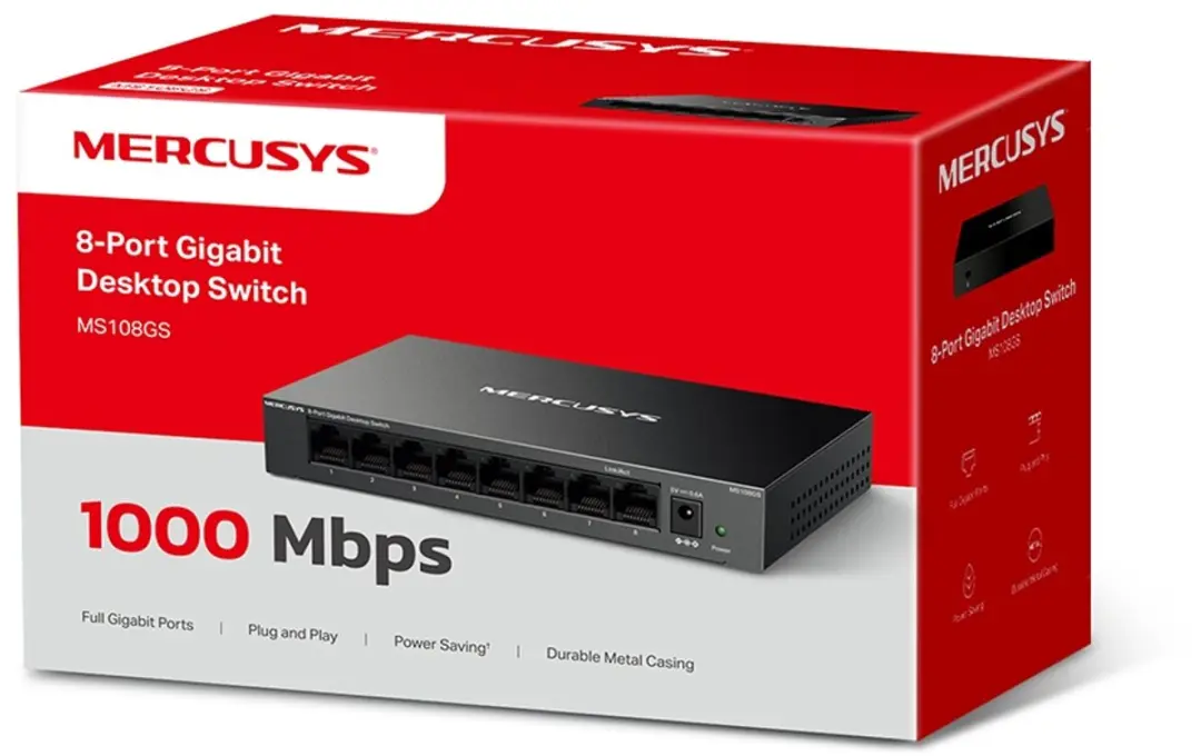 Mercusys MS108GS Netwerkswitch 8-Poorts - Zwart - afbeelding 5 van 6