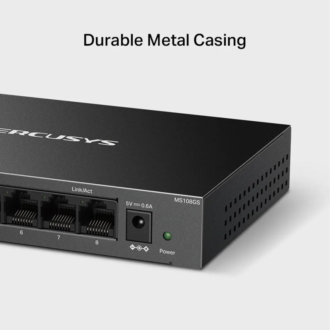 Mercusys MS108GS Netwerkswitch 8-Poorts - Zwart - afbeelding 2 van 6