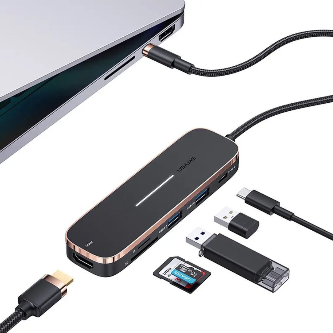 USAMS SJ575HUB01 USB-C Hub - 6-in-1 - afbeelding 4 van 6