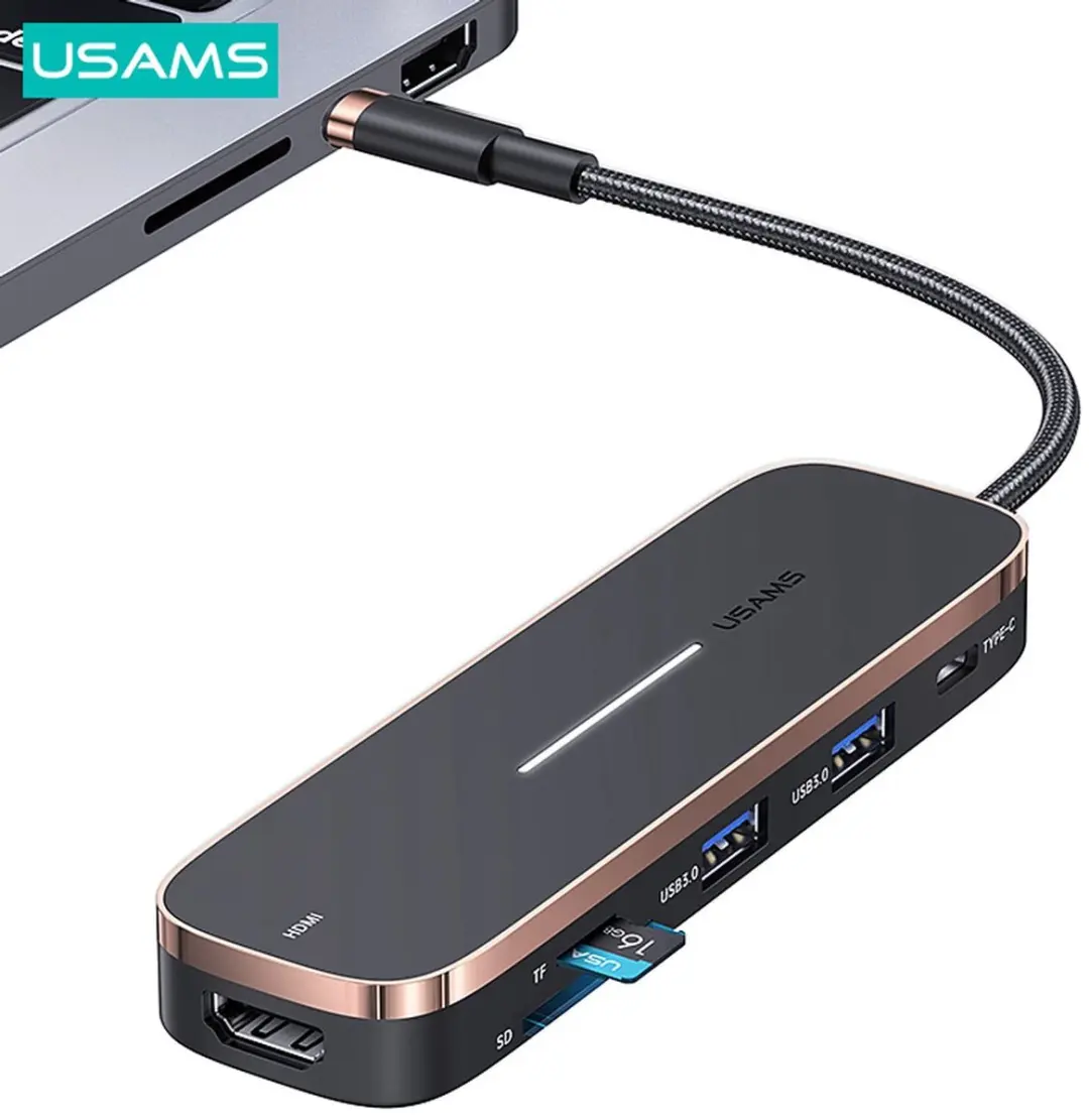 USAMS SJ575HUB01 USB-C Hub - 6-in-1 - afbeelding 6 van 6