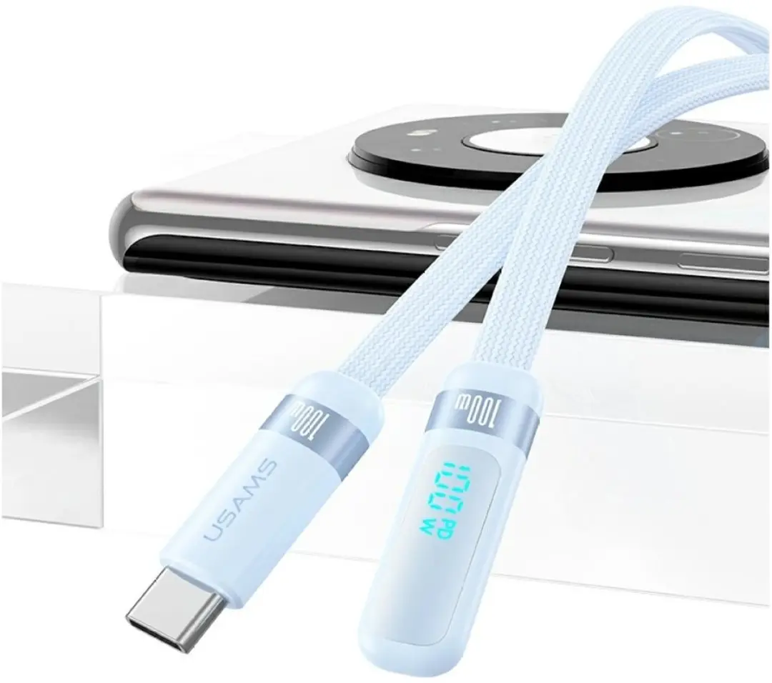 USAMS SJ653USB03 USB-C-kabel - 100W - 1,2m - Transparant - afbeelding 2 van 6