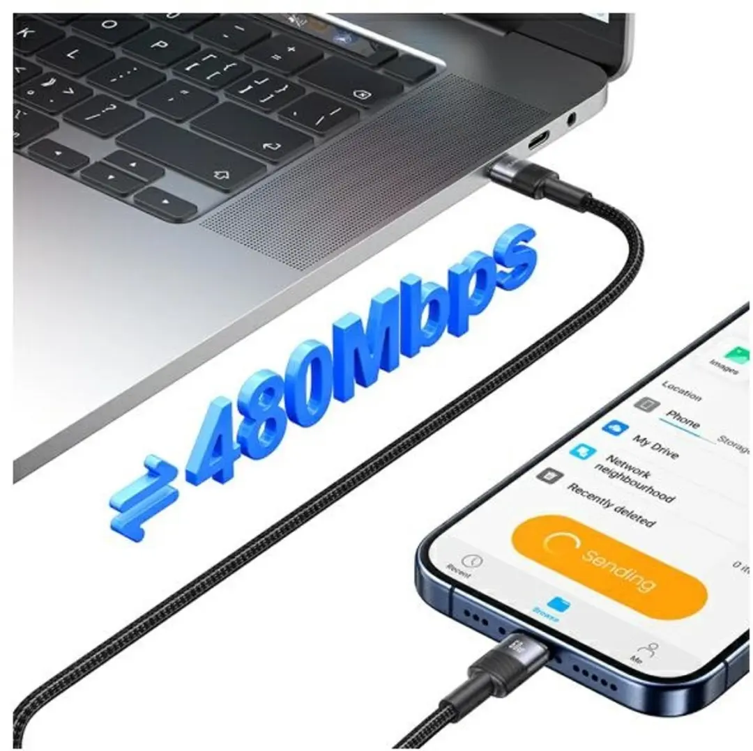 USAMS SY SJ724USB01 USB-C naar USB-C kabel - 60W - 1,2m - afbeelding 4 van 6