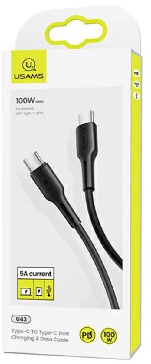 USAMS U43 USB-C naar USB-C Kabel 100W - 1.2m - Zwart - afbeelding 4 van 4