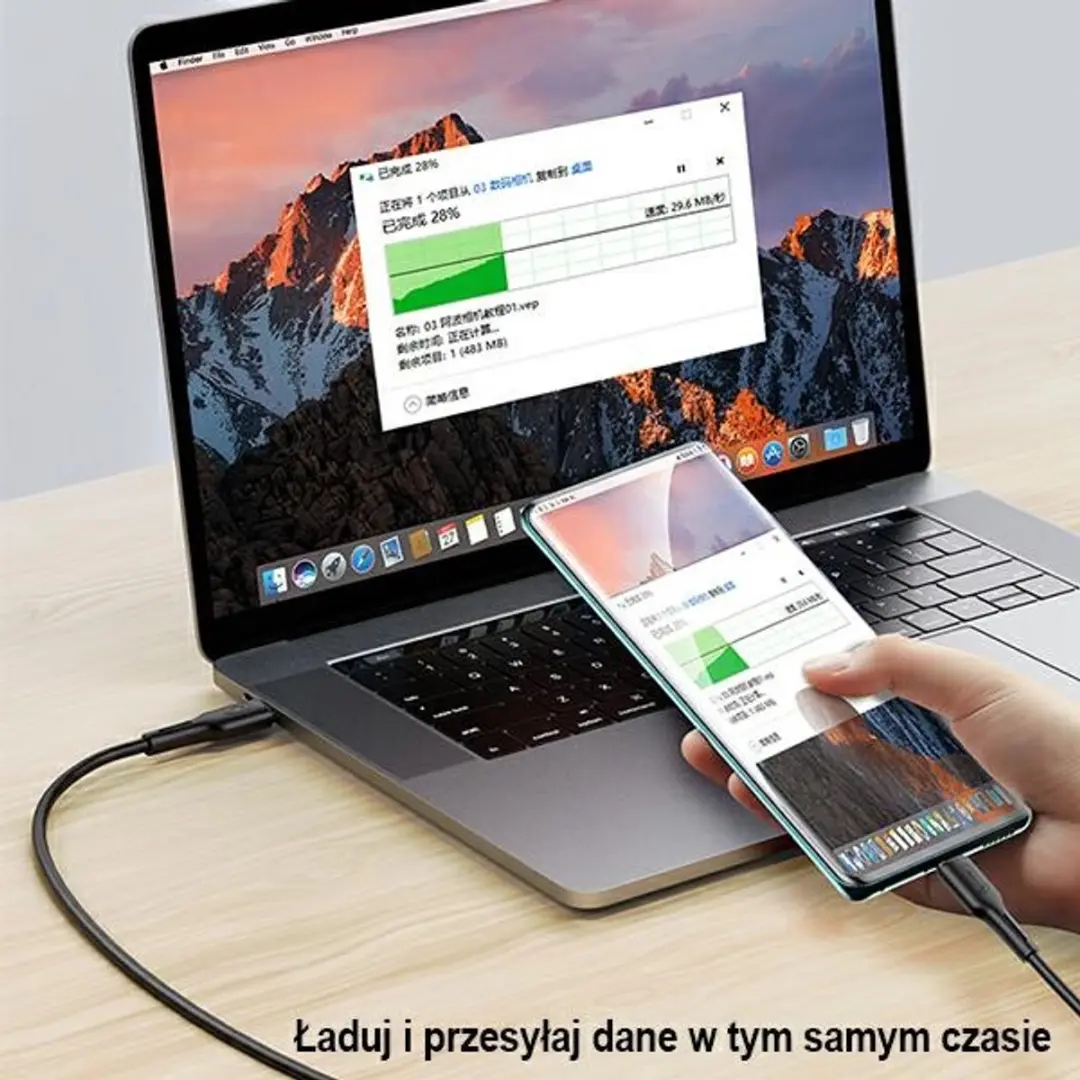 USAMS U43 USB-C naar USB-C Kabel 100W - 1.2m - Zwart - afbeelding 2 van 4