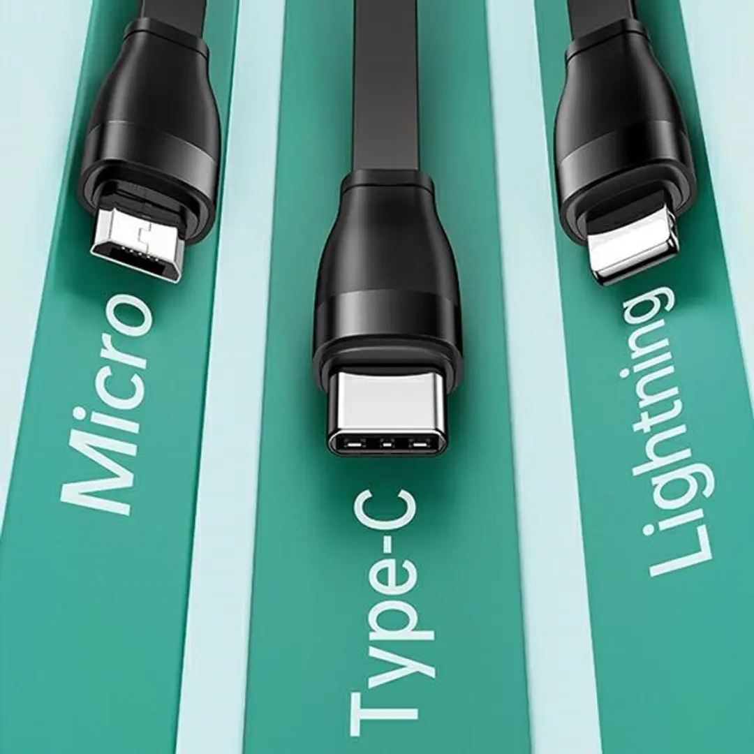 USAMS U69 3-in-1 USB-kabel Lightning/microUSB/USB-C 1m - afbeelding 3 van 6