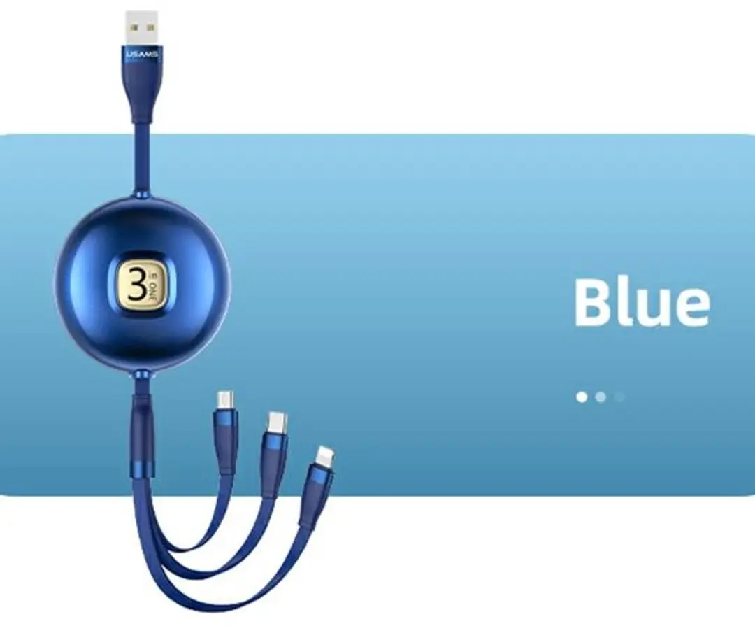 USAMS U69 3-in-1 USB-kabel Lightning/microUSB/USB-C 1m - afbeelding 2 van 6
