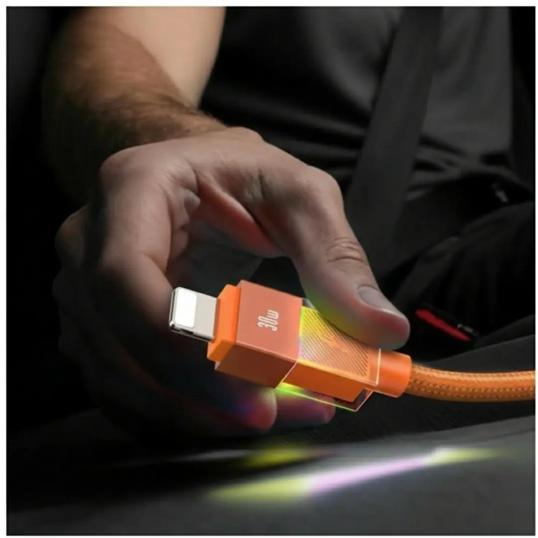 USAMS U93 USB-C naar Lightning kabel 30W - 1,2m - Oranje - afbeelding 5 van 6
