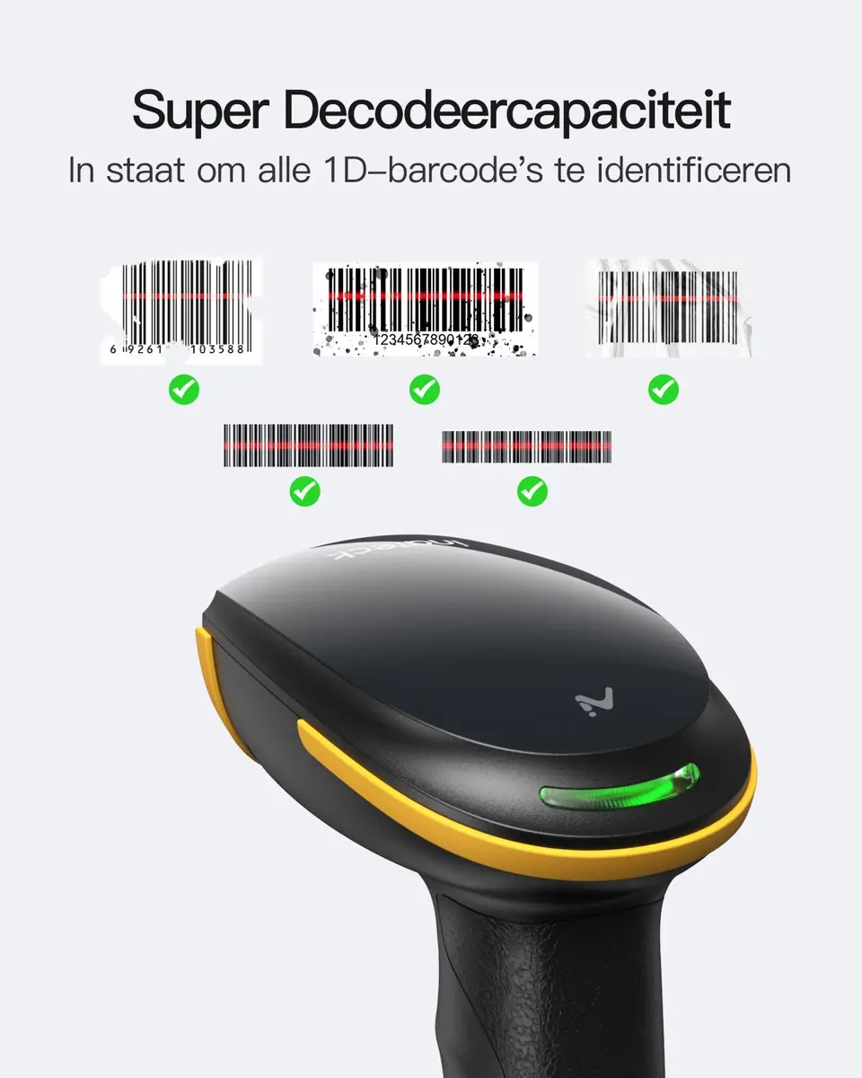 Inateck BCST-21 Barcodescanner - Draadloos - Zwart - afbeelding 3 van 6