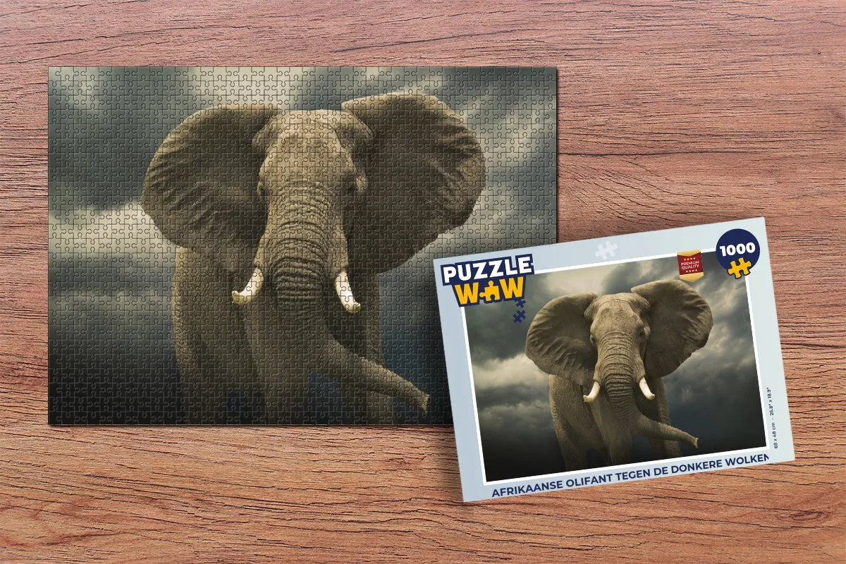 PuzzleWow Afrikaanse Olifant Legpuzzel 1000 Stuks - Multicolor