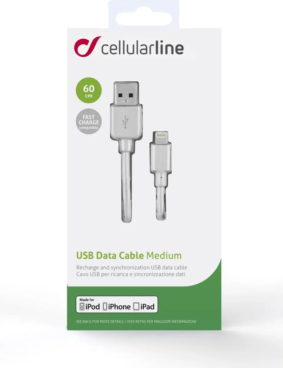 Cellularline USBDATA06MFIIPHW USB-kabel Lightning - Wit - afbeelding 3 van 6