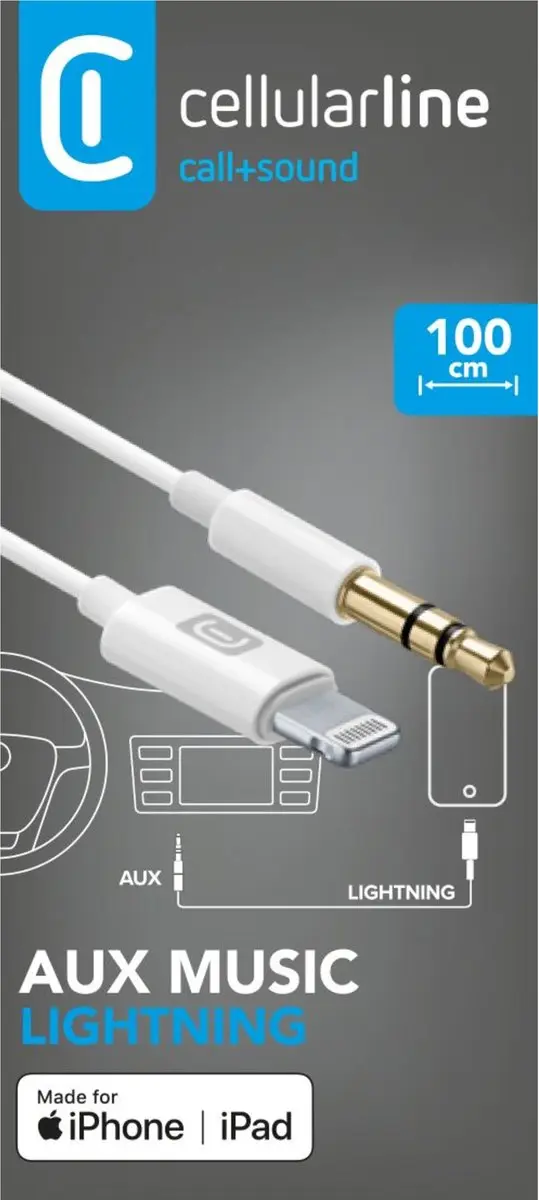 Cellularline AUXMUSICMFIW Audiokabel Lightning-3.5mm - Wit - afbeelding 4 van 5